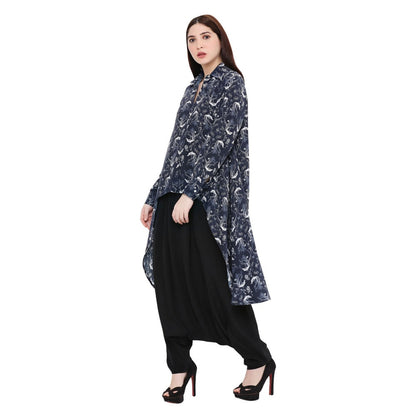 PS Pret by Payal Singhal Navy Blue Printed Crepe Top For Women