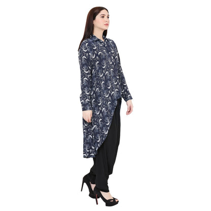 PS Pret by Payal Singhal Navy Blue Printed Crepe Top For Women