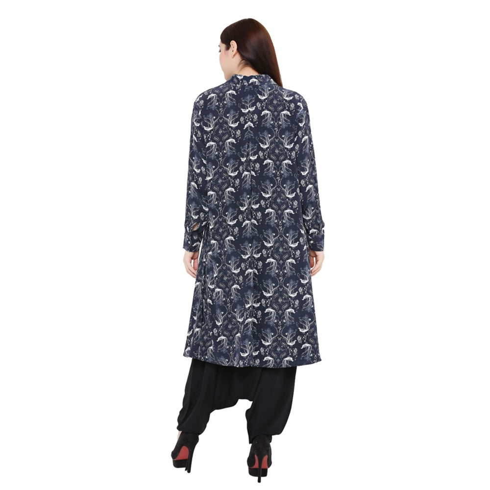 PS Pret by Payal Singhal Navy Blue Printed Crepe Top For Women