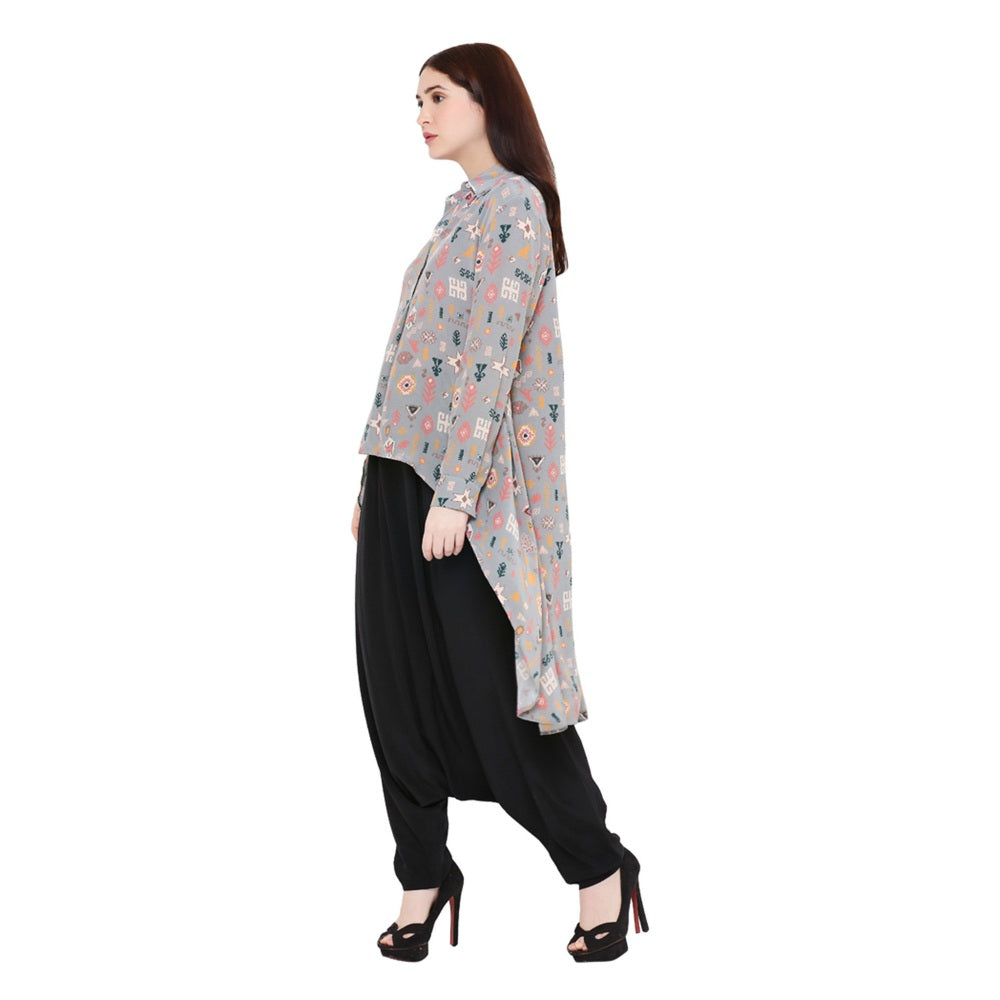 PS Pret by Payal Singhal Grey Printed Crepe Top For Women