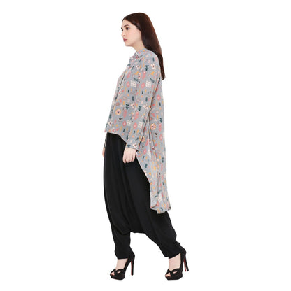 PS Pret by Payal Singhal Grey Printed Crepe Top For Women