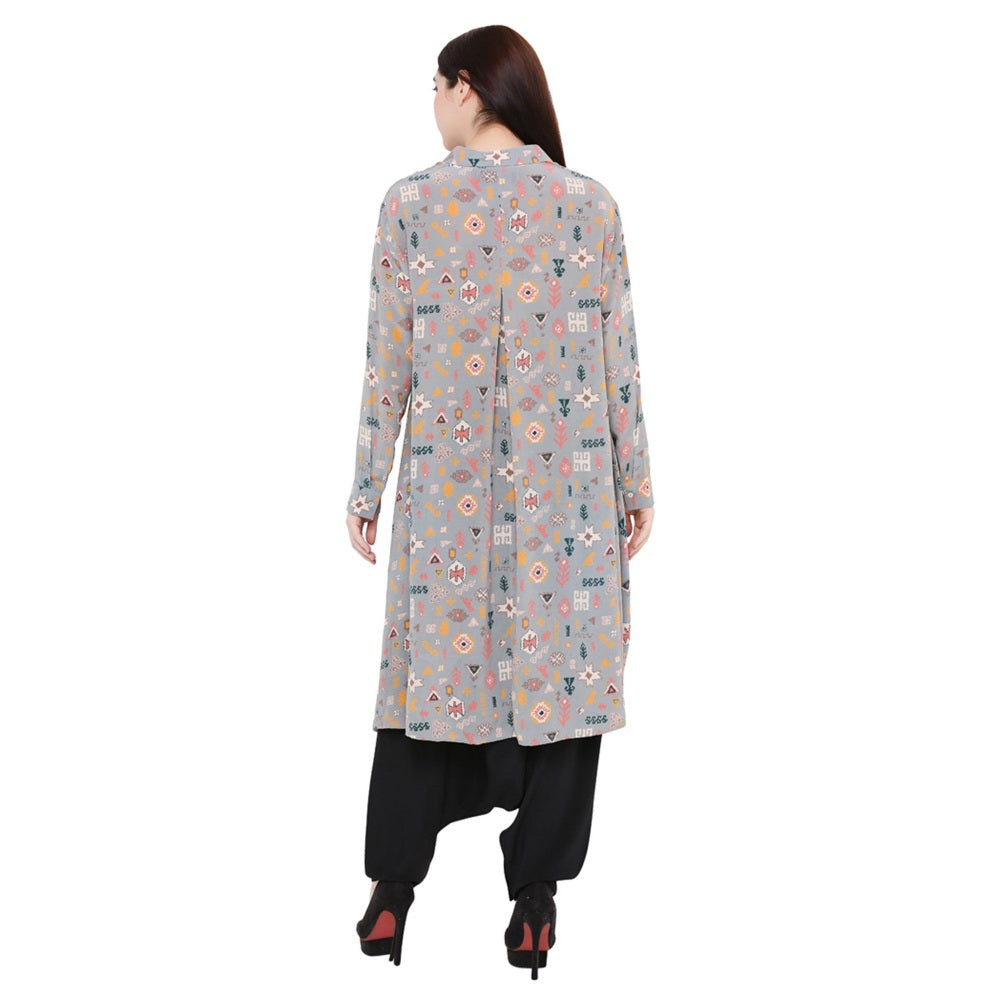 Ps Pret By Payal Singhal Grey Printed Crepe Top For Women