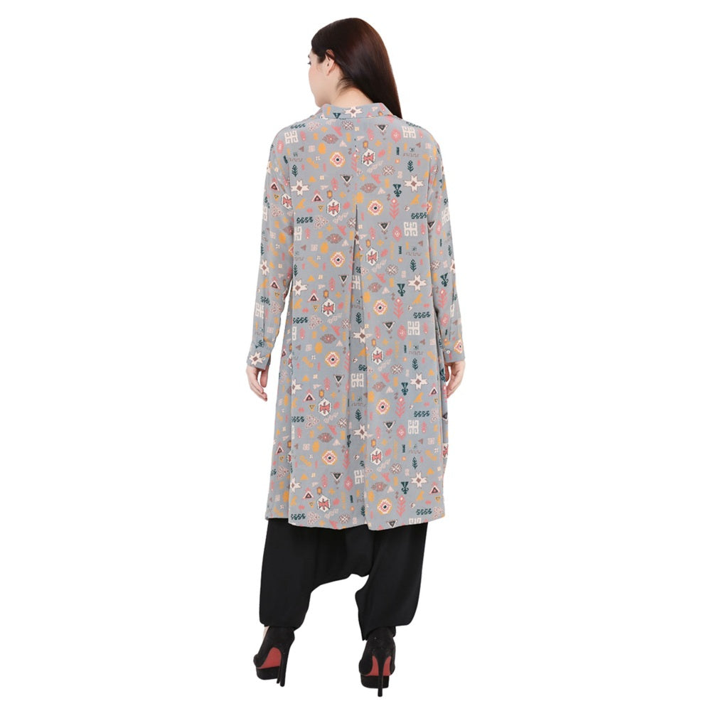 PS Pret by Payal Singhal Grey Printed Crepe Top For Women