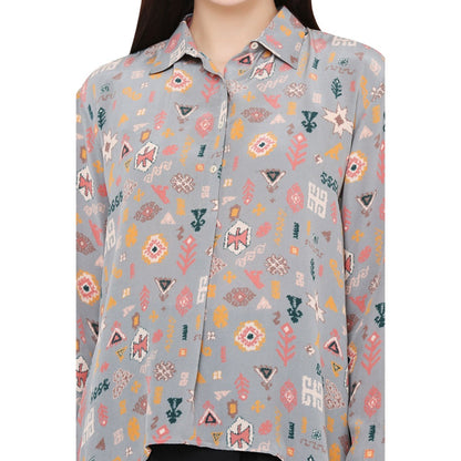 PS Pret by Payal Singhal Grey Printed Crepe Top For Women