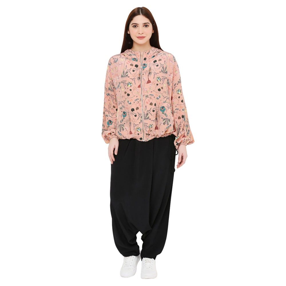 PS Pret by Payal Singhal Peach Printed Crepe Jacket For Women