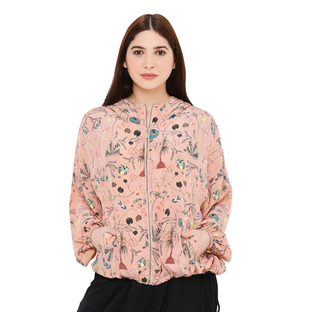 Ps Pret By Payal Singhal Peach Printed Crepe Jacket For Women