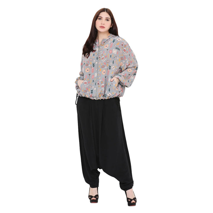 Ps Pret By Payal Singhal Grey Printed Crepe Jacket For Women