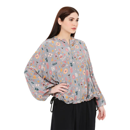 PS Pret by Payal Singhal Grey Printed Crepe Jacket For Women