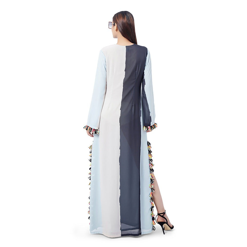 PS Pret by Payal Singhal l Shaz Pale Blue Art Georgette Embroidered High-Slit Kaftaan
