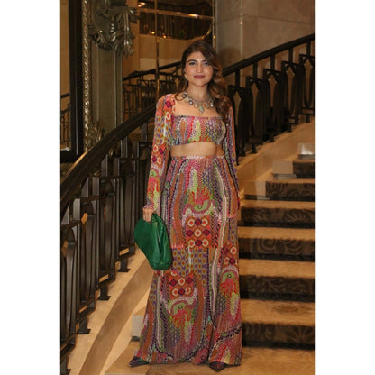 PS Pret by Payal Singhal African Print Crepe Crop Top with Skirt (Set of 2)