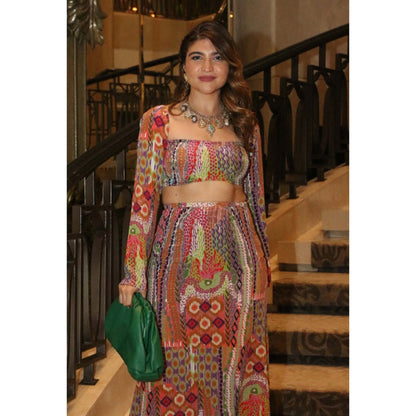 PS Pret by Payal Singhal African Print Crepe Crop Top with Skirt (Set of 2)