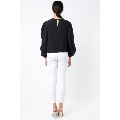 PS Pret by Payal Singhal Black Georgette Embroidered Balloon Top