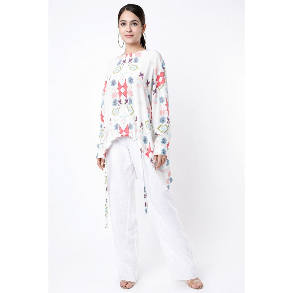 Ps Pret By Payal Singhal White Small Ikat Star Print Crepe Tunic