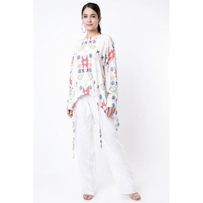 PS Pret by Payal Singhal White Small Ikat Star Print Crepe Tunic