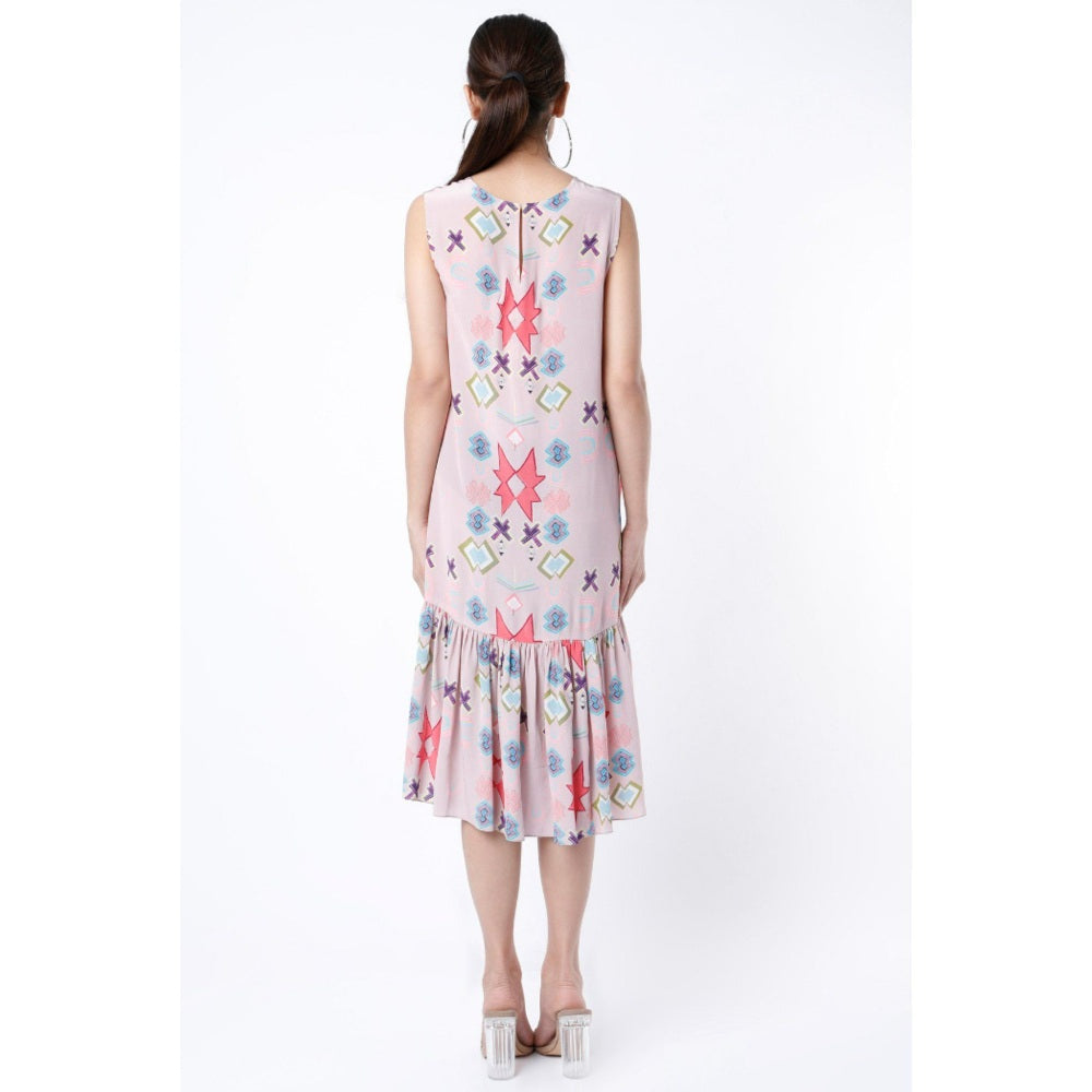 PS Pret by Payal Singhal Pink Ikat Star Print Crepe Frill Hem Tunic