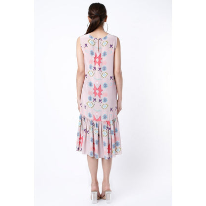 PS Pret by Payal Singhal Pink Ikat Star Print Crepe Frill Hem Tunic