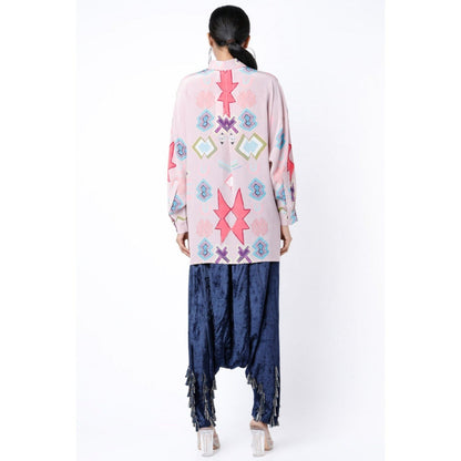 PS Pret by Payal Singhal Pink Ikat Star Print Crepe Shirt Tunic