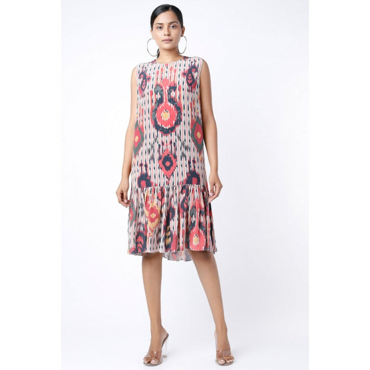 Ps Pret By Payal Singhal Red Ikat Tribe Print Crepe Frill Hem Tunic