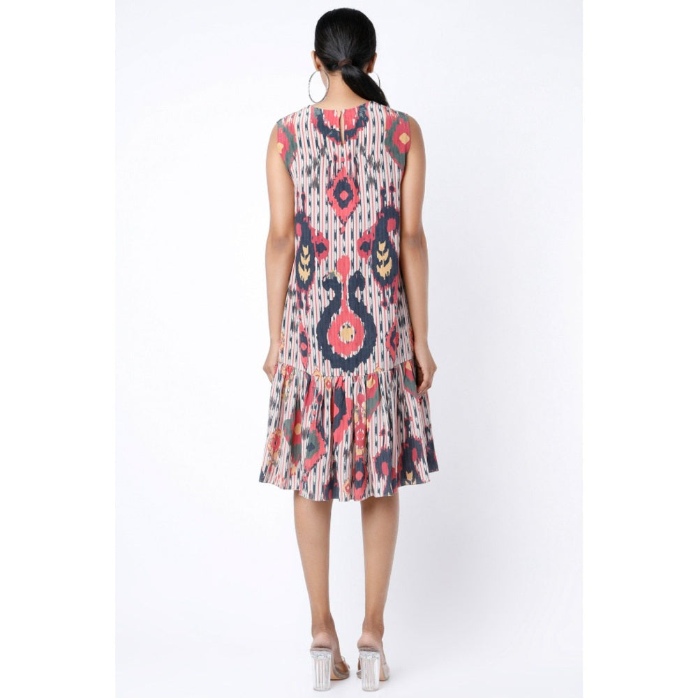 PS Pret by Payal Singhal Red Ikat Tribe Print Crepe Frill Hem Tunic