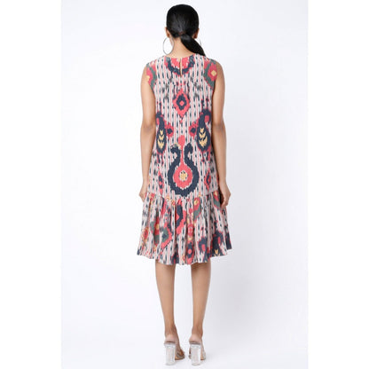 PS Pret by Payal Singhal Red Ikat Tribe Print Crepe Frill Hem Tunic