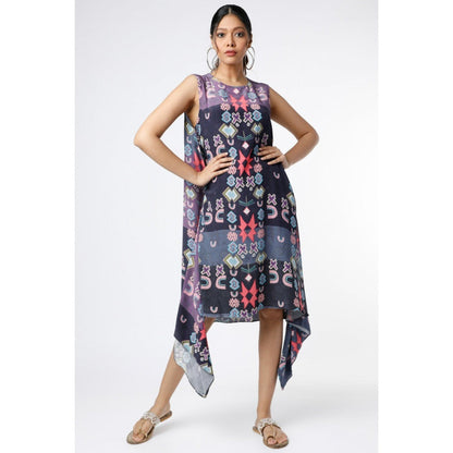 PS Pret by Payal Singhal Purple Ikat Star Small Print Crepe Handkerchief Tunic