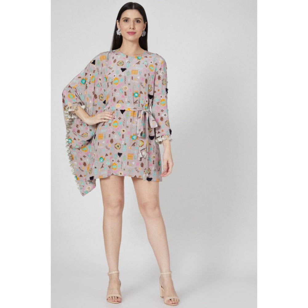 PS Pret by Payal Singhal Lavender Orange Bandhani Kilim Print Embroidered Kaftan