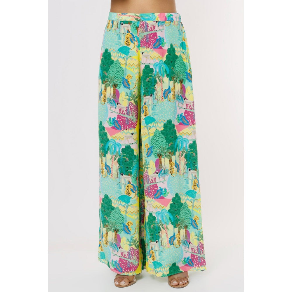 PS Pret by Payal Singhal Yellow Kuno Print Tunic & Palazzo with Tasselled Necklace (Set of 2)