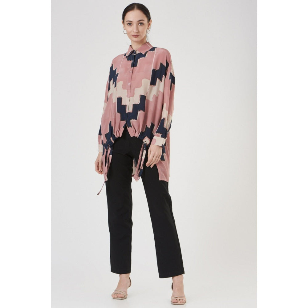 PS Pret by Payal Singhal Blush Pink Ladder Print Crepe Shirt Tunic