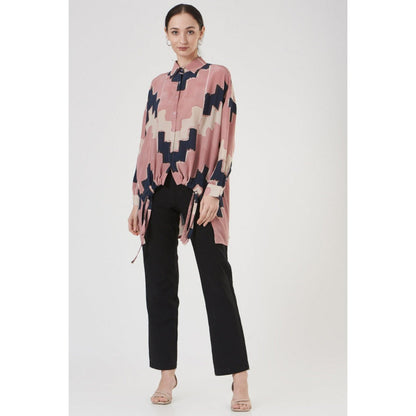 PS Pret by Payal Singhal Blush Pink Ladder Print Crepe Shirt Tunic