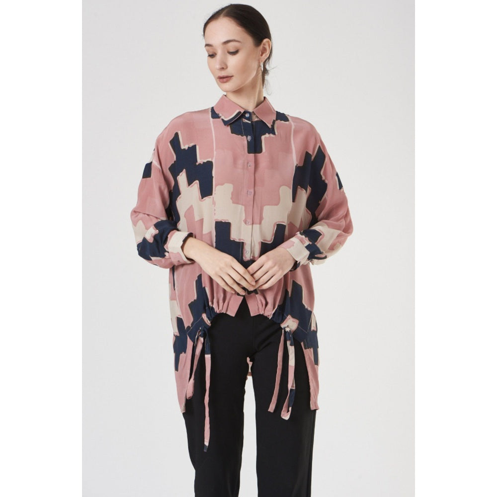 PS Pret by Payal Singhal Blush Pink Ladder Print Crepe Shirt Tunic