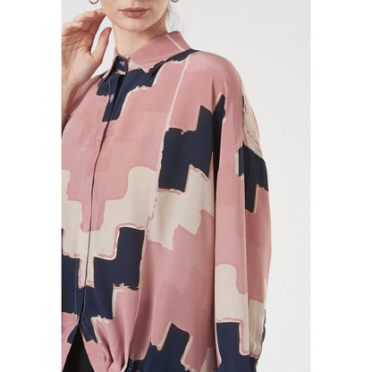 PS Pret by Payal Singhal Blush Pink Ladder Print Crepe Shirt Tunic