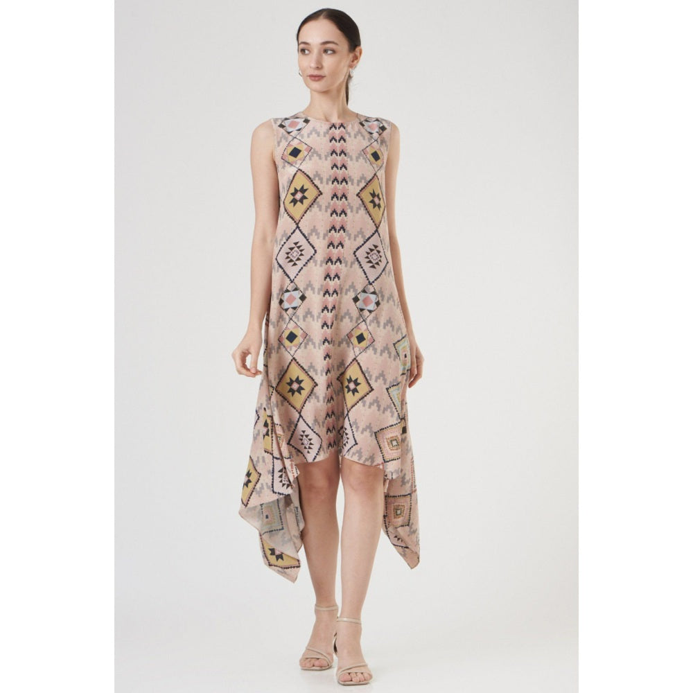 PS Pret by Payal Singhal Blush Mosaic Diamond Small Print Crepe Handkerchief Tunic