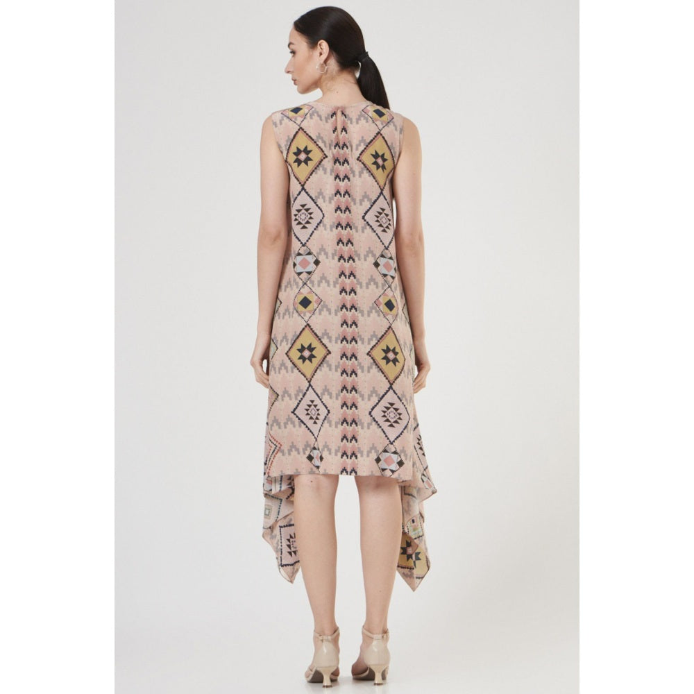 PS Pret by Payal Singhal Blush Mosaic Diamond Small Print Crepe Handkerchief Tunic