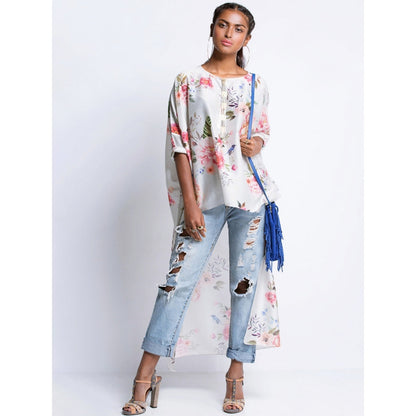 PS Pret by Payal Singhal Grey Gulabi Print Kaftan