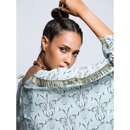 PS Pret by Payal Singhal Aqua Printed Kaftan Tunic
