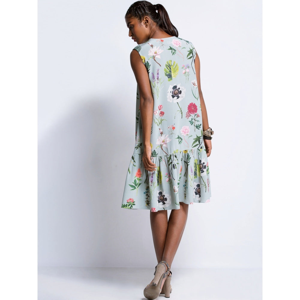 PS Pret by Payal Singhal Aqua Bagheecha Printed Frilled Dress