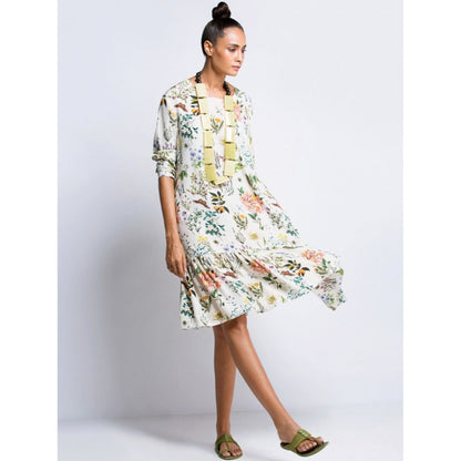 PS Pret by Payal Singhal Off White Printed Frill Tunic