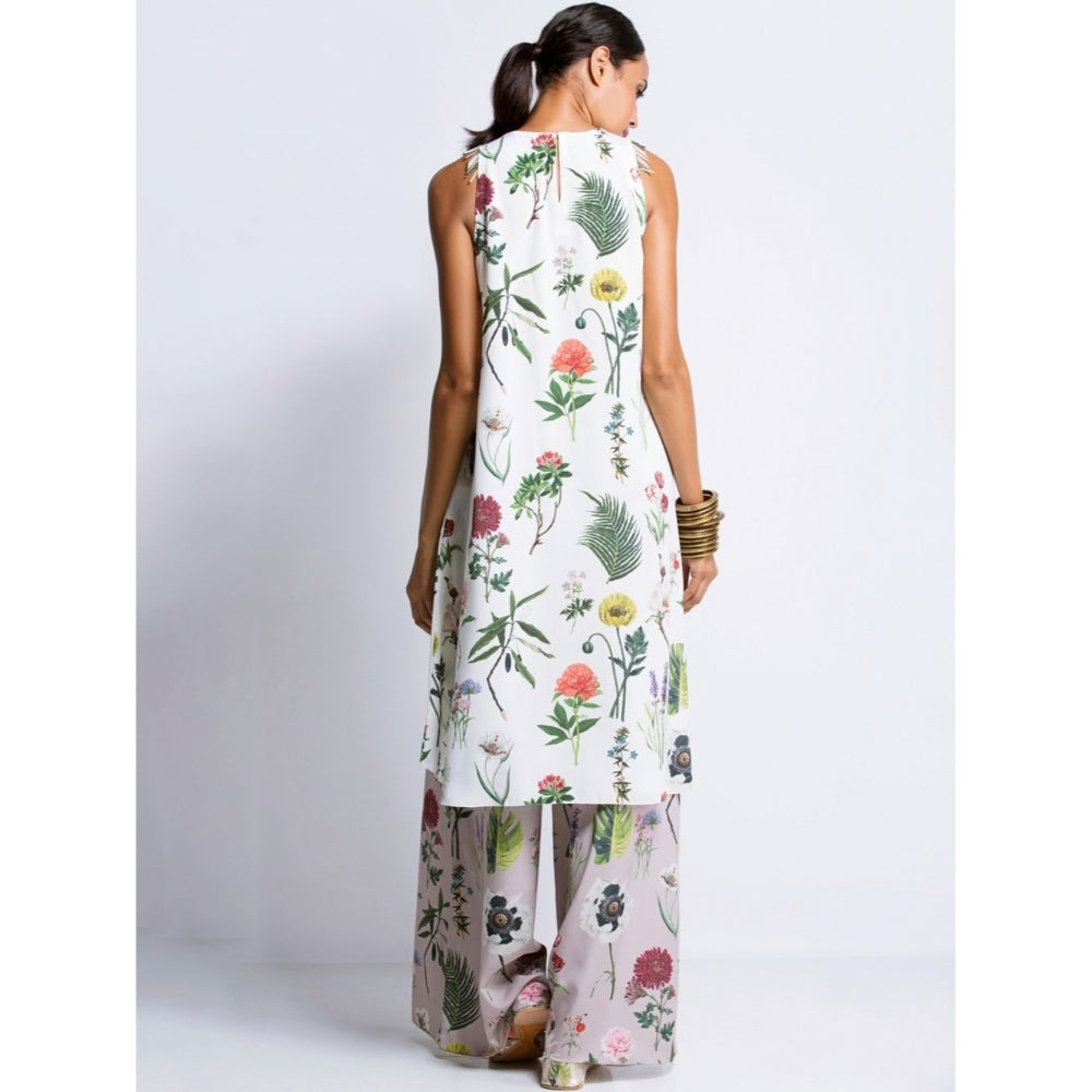 Payal Singhal off White Printed Raised Hem Tunic And Lilac Palazzo (Set of 2)