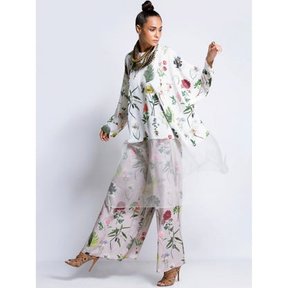 Payal Singhal off White Printed Tunic And Lilac Palazzo (Set of 2)