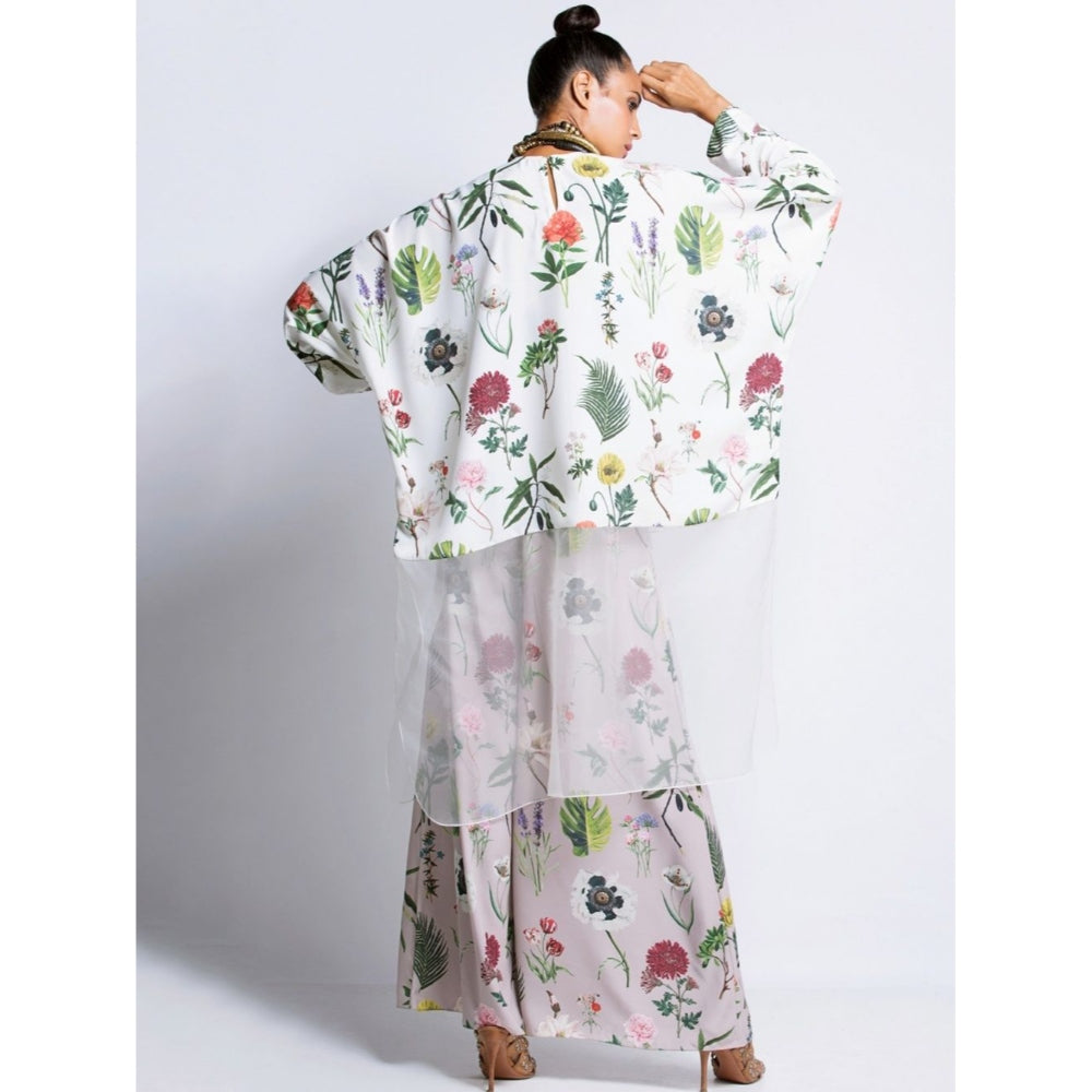 Payal Singhal off White Printed Tunic And Lilac Palazzo (Set of 2)