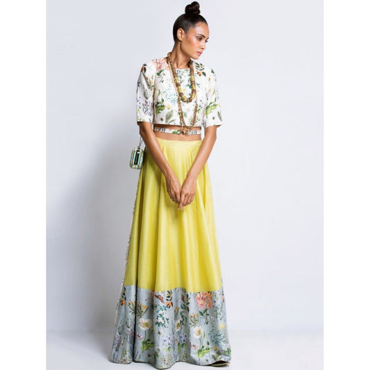 Payal Singhal Off White And Lime Printed Lehenga Set