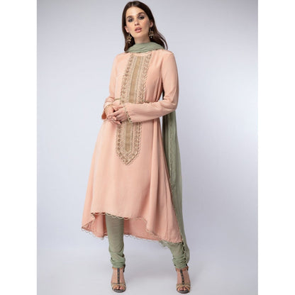 Payal Singhal Blush Embroidered Yoke Kurta with Churidar And Dupatta - Set of 3