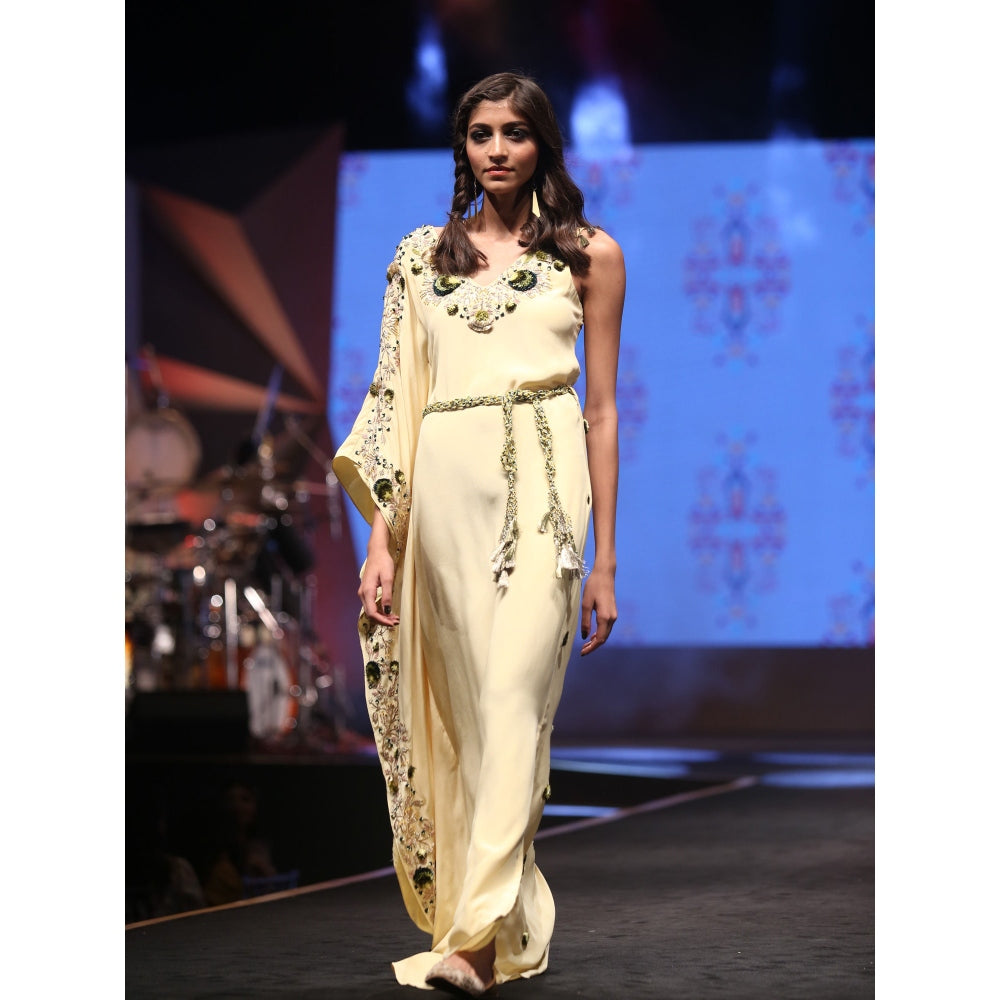 Payal Singhal Jihan Crepe Kaftan Dress with Tie-Up Belt (Set of 2)