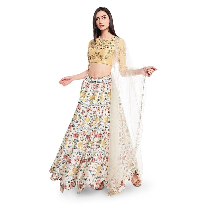 Payal Singhal Gulisa Dupion Silk Scallop Skirt with Blouse (Set of 2)