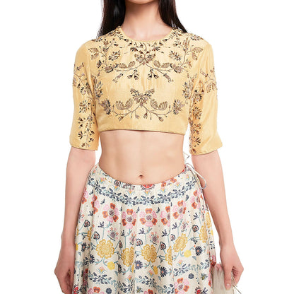 Payal Singhal Gulisa Dupion Silk Scallop Skirt with Blouse (Set of 2)