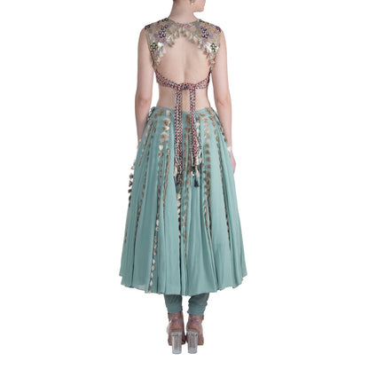 Payal Singhal Meriha Skirt with Attached Churidar with Blouse (Set of 2)