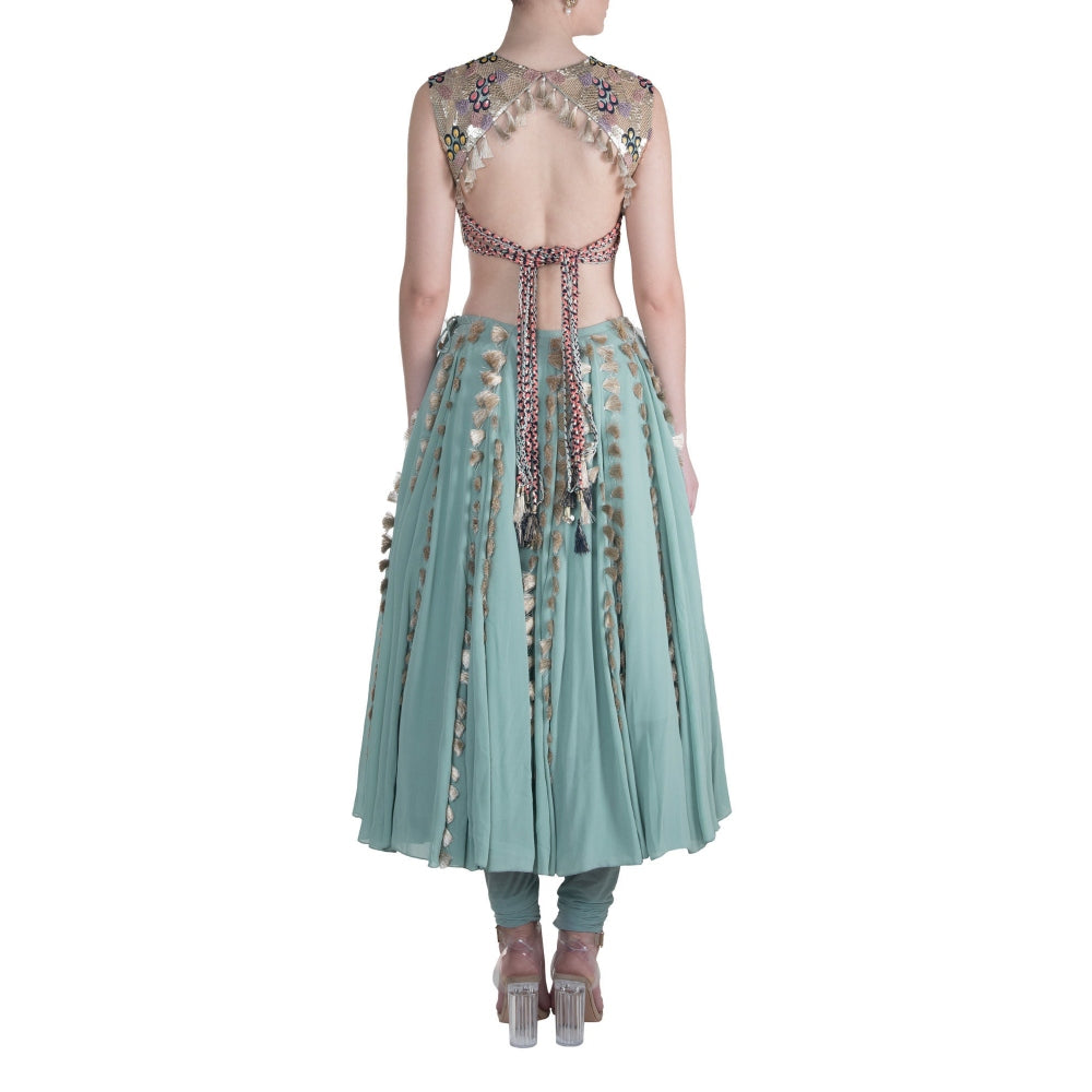 Payal Singhal Meriha Skirt with Attached Churidar with Blouse (Set of 2)