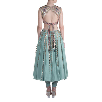 Payal Singhal Meriha Skirt with Attached Churidar with Blouse (Set of 2)