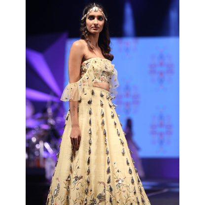Payal Singhal Nazan Embellished Scallop Lehenga with Bustier Top (Set of 2)
