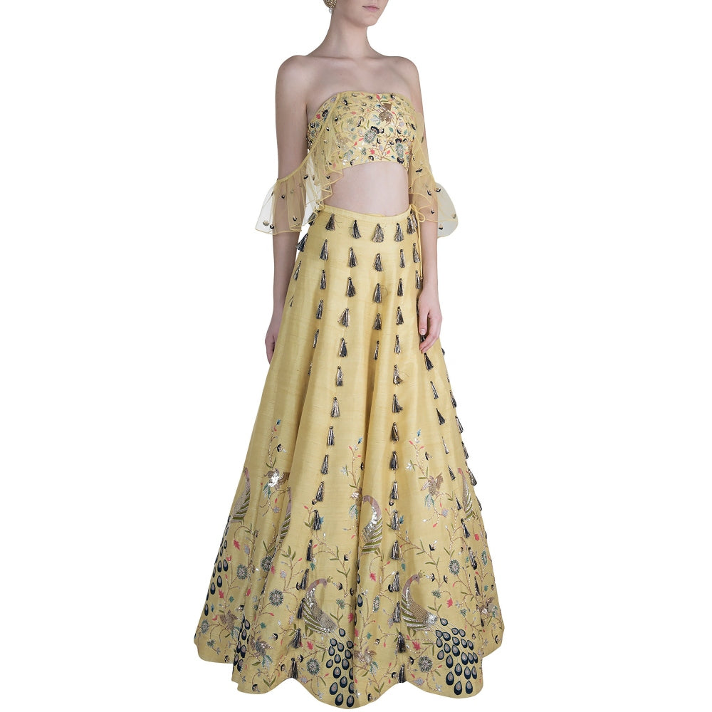 Payal Singhal Nazan Embellished Scallop Lehenga with Bustier Top (Set of 2)